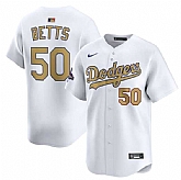 Men's Los Angeles Dodgers #50 Mookie Betts White 2025 Gold Collection Limited Stitched Jersey Dzhi,baseball caps,new era cap wholesale,wholesale hats